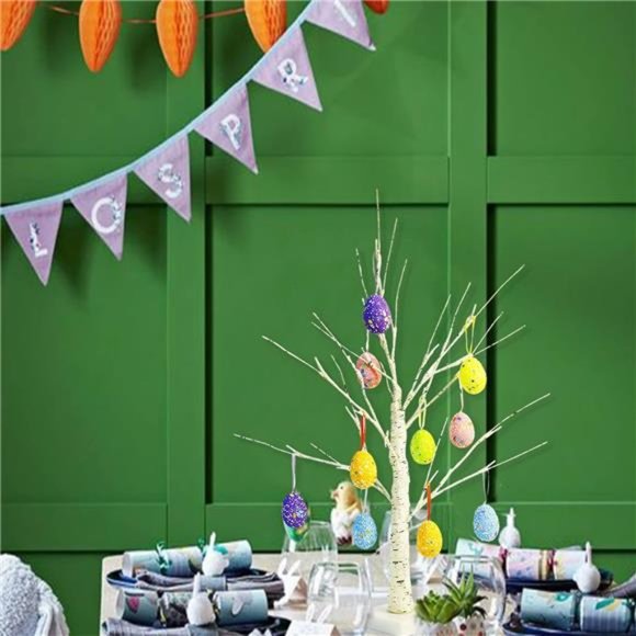 24" Pre-lit White Birch Tree with 10 Easter Egg, 24 Led Lights Battery Operated - Picture 6 of 8